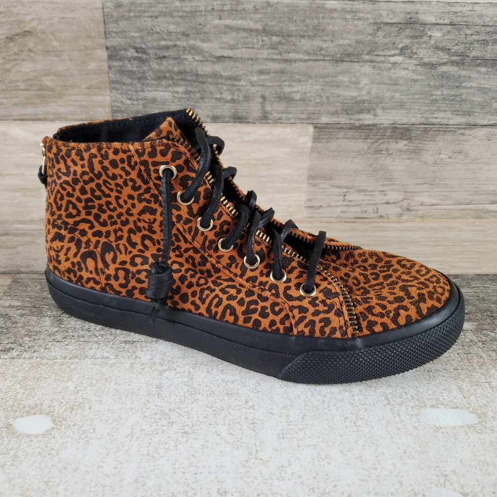 Sperry x Rebecca Minkoff Womens Shoes Sz 6 M Leopard Print Mid-Top Sneakers